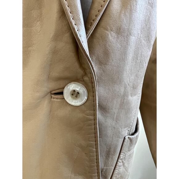Vintage Wilsons Leather Camel Blazer – Soft Leather | Minimalist Neutral Jacket - Picture 4 of 9